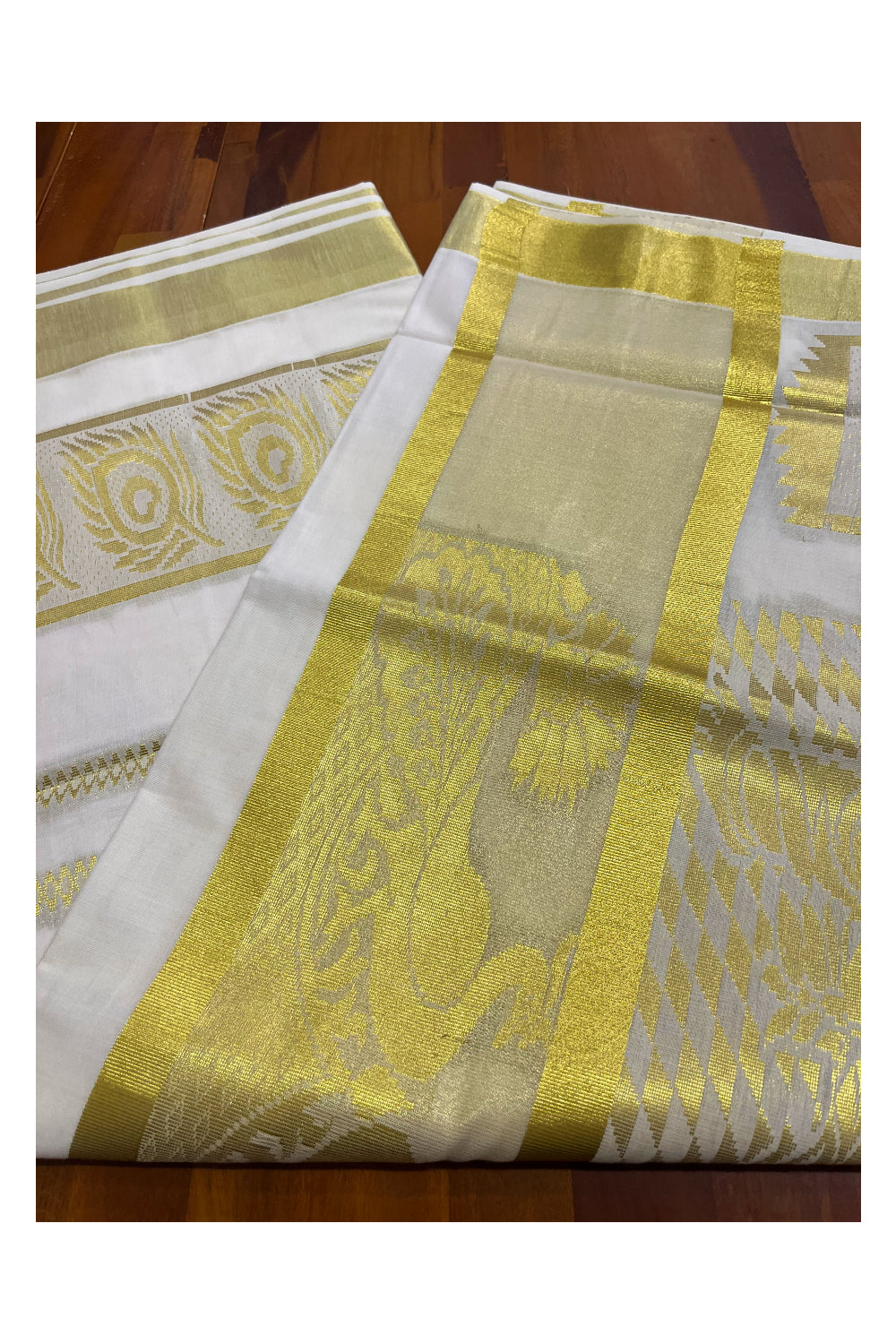 Kerala Cotton Heavy Woven Work Kasavu Saree