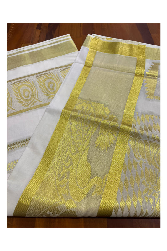 Kerala Cotton Heavy Woven Work Kasavu Saree