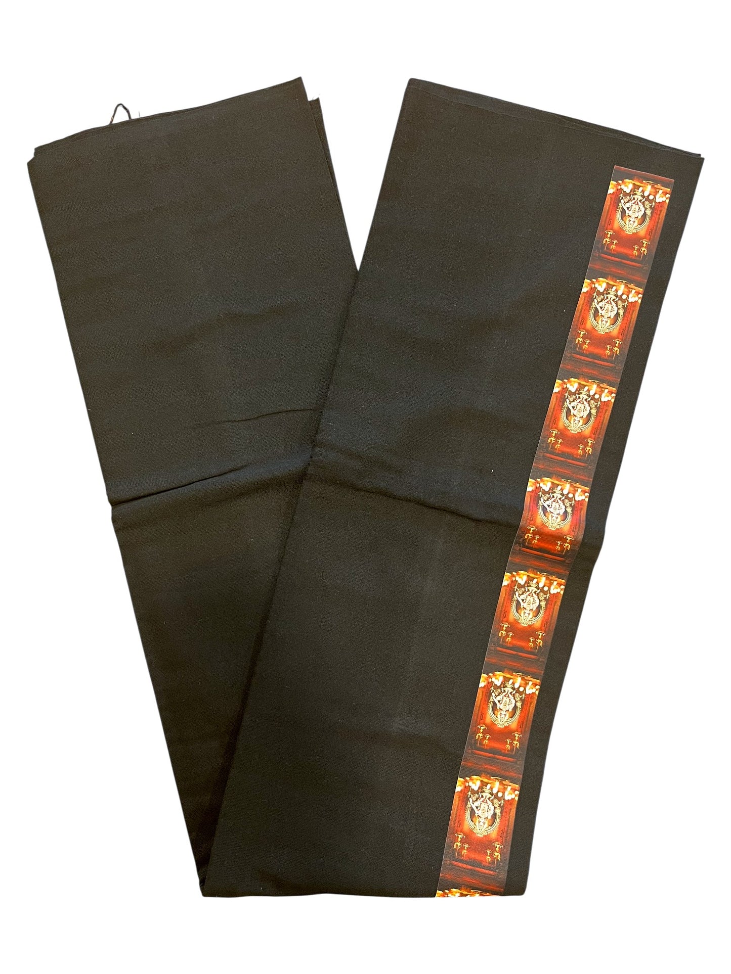 Southloom Black Printed Ayyapan Single Mundu / Otta Mundu  (South Indian Kerala Dhoti)