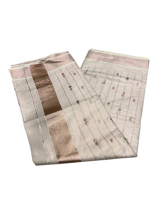 Southloom Antique Gold Tissue Saree with Embroidery Work