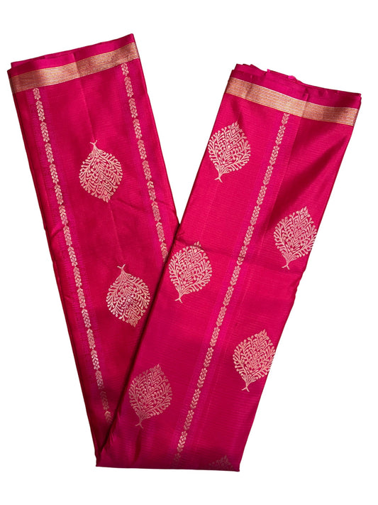 Southloom Pure Handloom Bridal Kanchipuram Silk Saree with Korvai Work (Magenta)