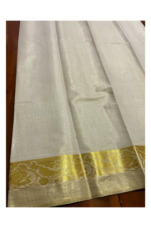 Kerala Pure Tissue Material with Kasavu Woven Design Border (4 meters)