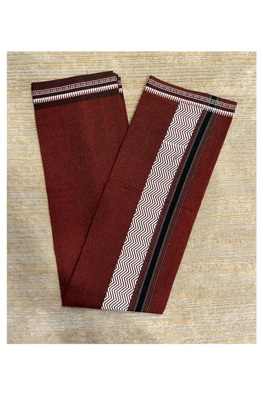 Southloom Maroon Printed Single Mundu / Otta Mundu / Lungi (South Indian Kerala Dhoti)
