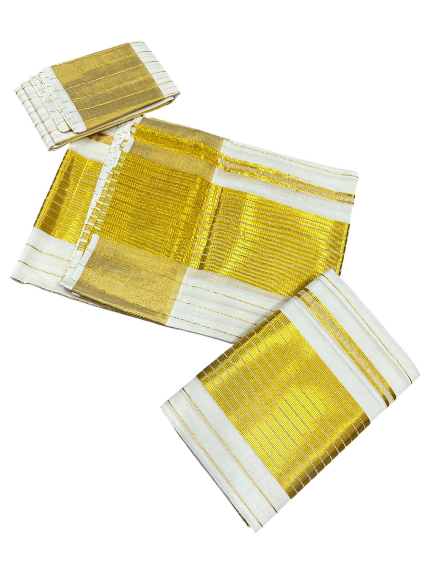 Southloom Super Premium Balaramapuram Handloom Cotton Wedding Pudava Set Mundu with Stripes on Body in 2.80 Mtrs