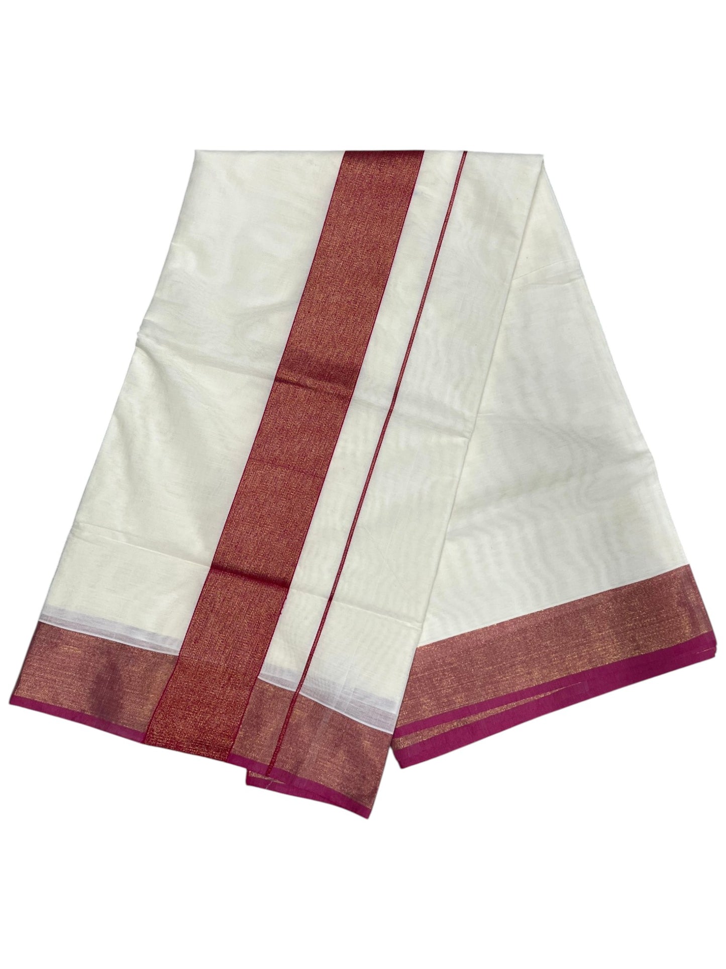 Southloom Cotton Kerala Saree with Pink Border