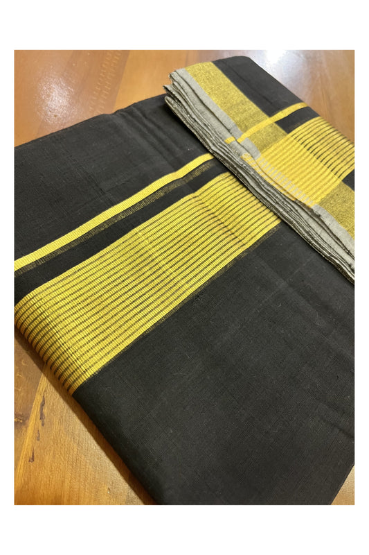 Southloom Premium Balaramapuram Handloom Black Double Mundu with Kasavu Border (Vishu 2024 Collection)