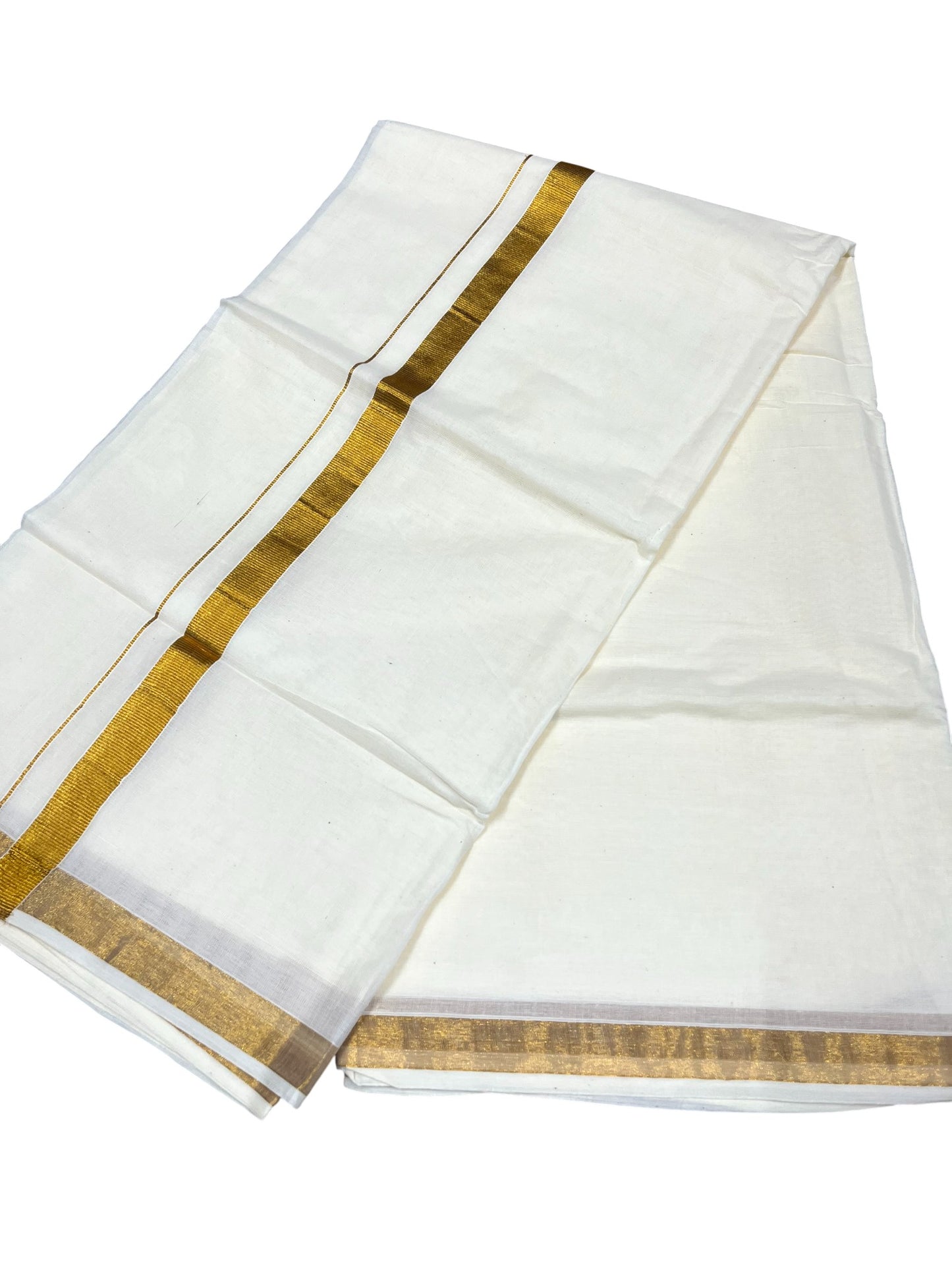 Southloom Pure Cotton Kerala Saree with 1 inch Gold Kasavu Border