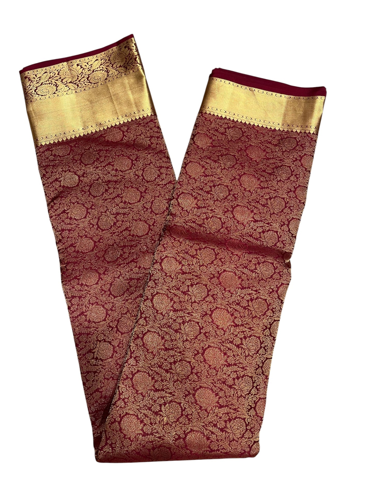 Southloom Pure Handloom Bridal Kanchipuram Silk Saree with Korvai Work (Maroon)