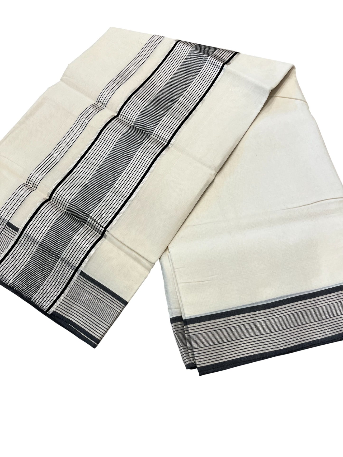 Southloom Super Premium Balaramapuram Unakkupaavu Handloom Cotton Saree with Silver and Black Border