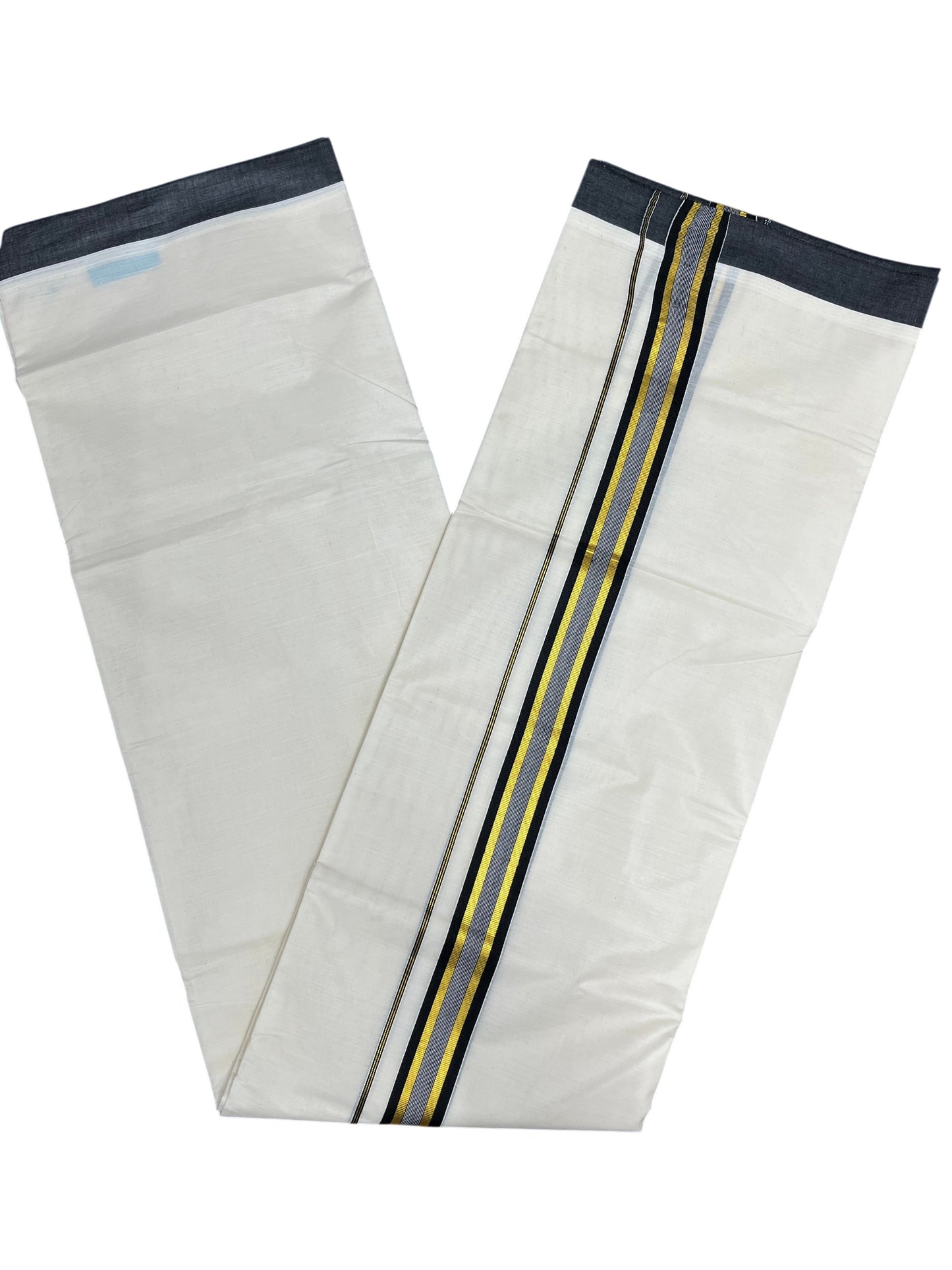 Southloom Pure Cotton Mundu with Black Border (South Indian Kerala Dhoti)