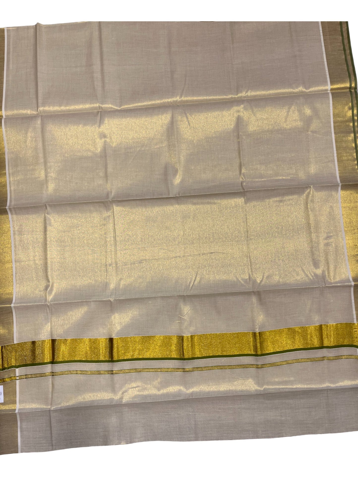 Southloom Kerala Tissue Kasavu Plain Saree With Green Border