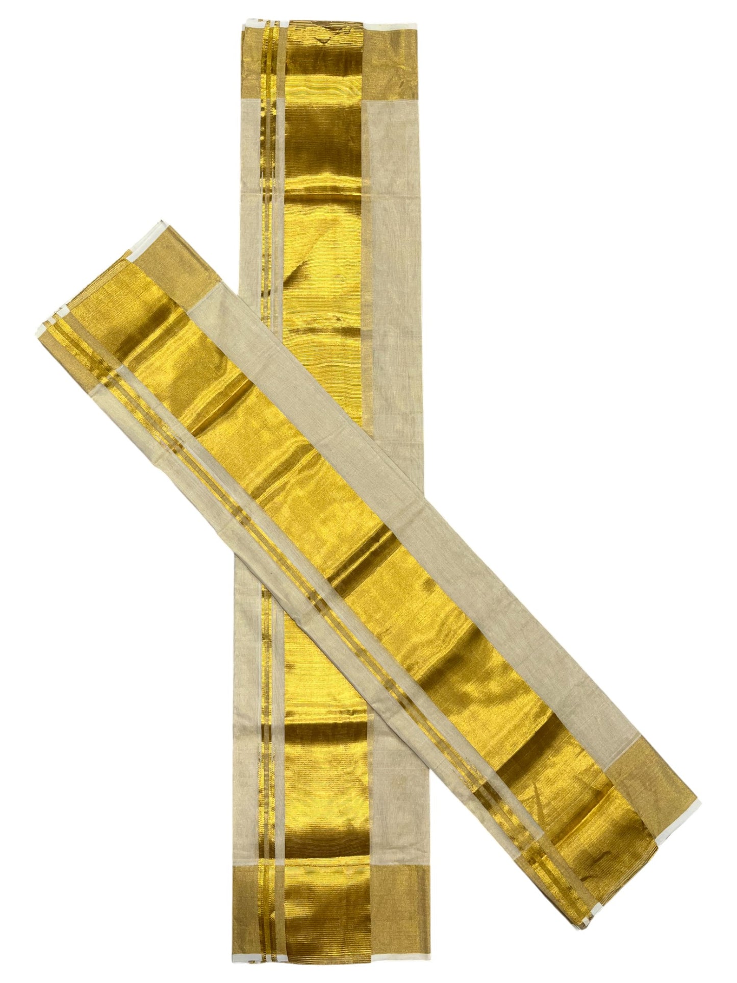 Southloom Premium Handloom Set Mundu with Kasavu and Golden Border (2.80 Mtr)