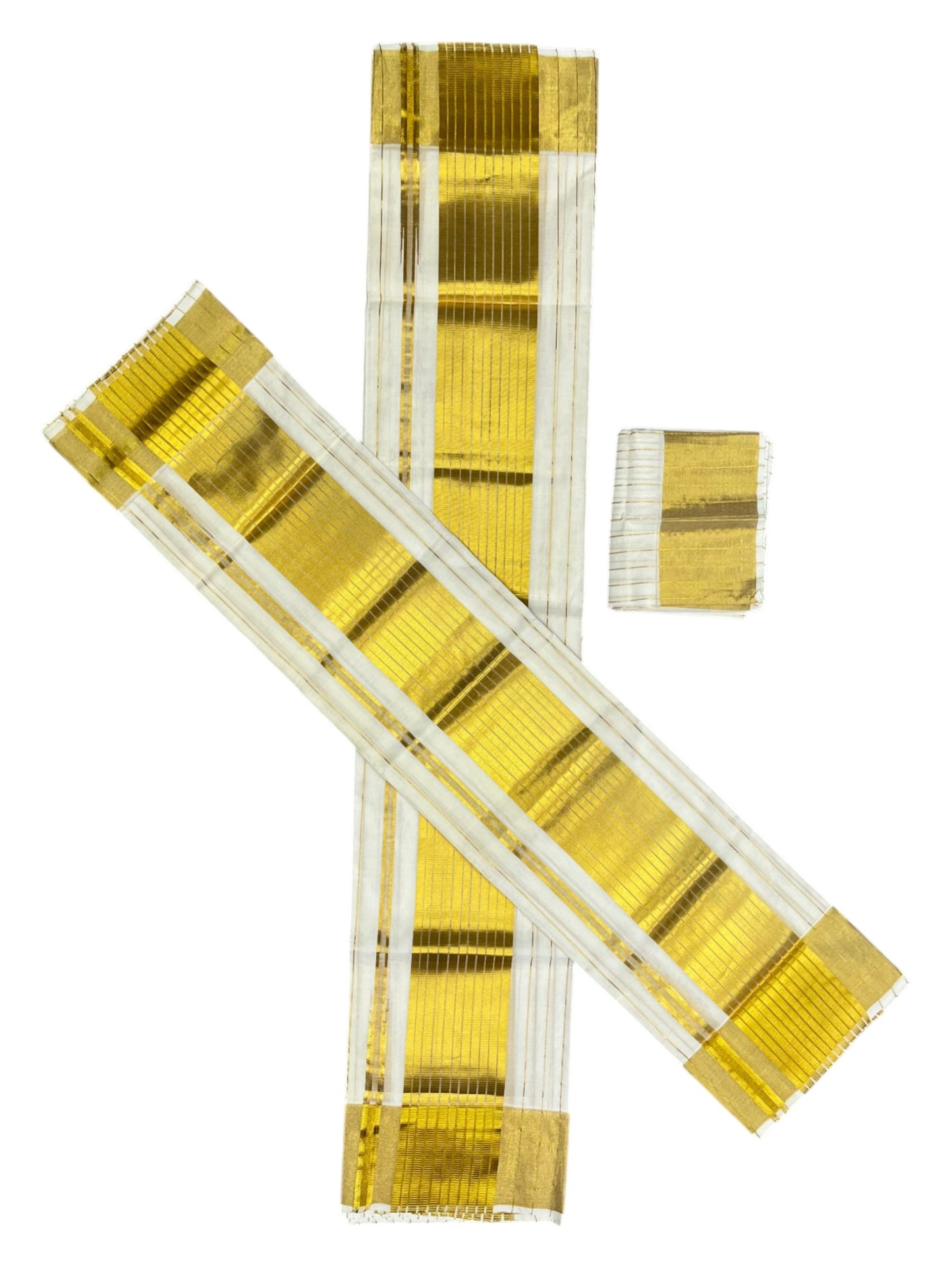 Southloom Super Premium Balaramapuram Handloom Cotton Wedding Pudava Set Mundu with Stripes on Body in 2.80 Mtrs