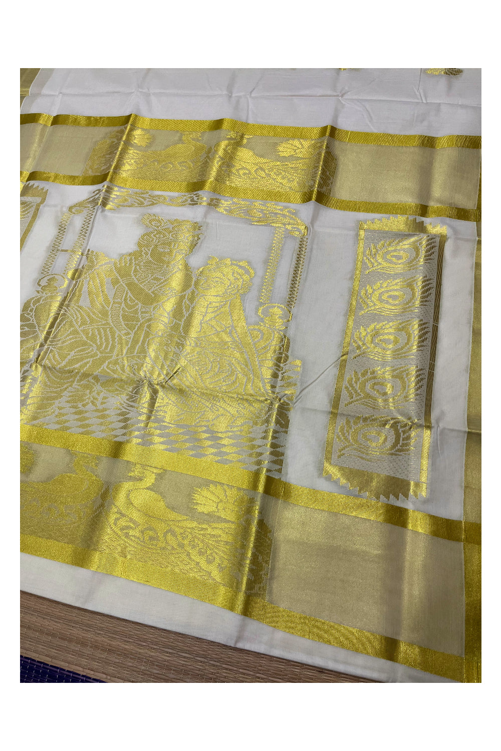 Kerala Cotton Heavy Woven Work Kasavu Saree