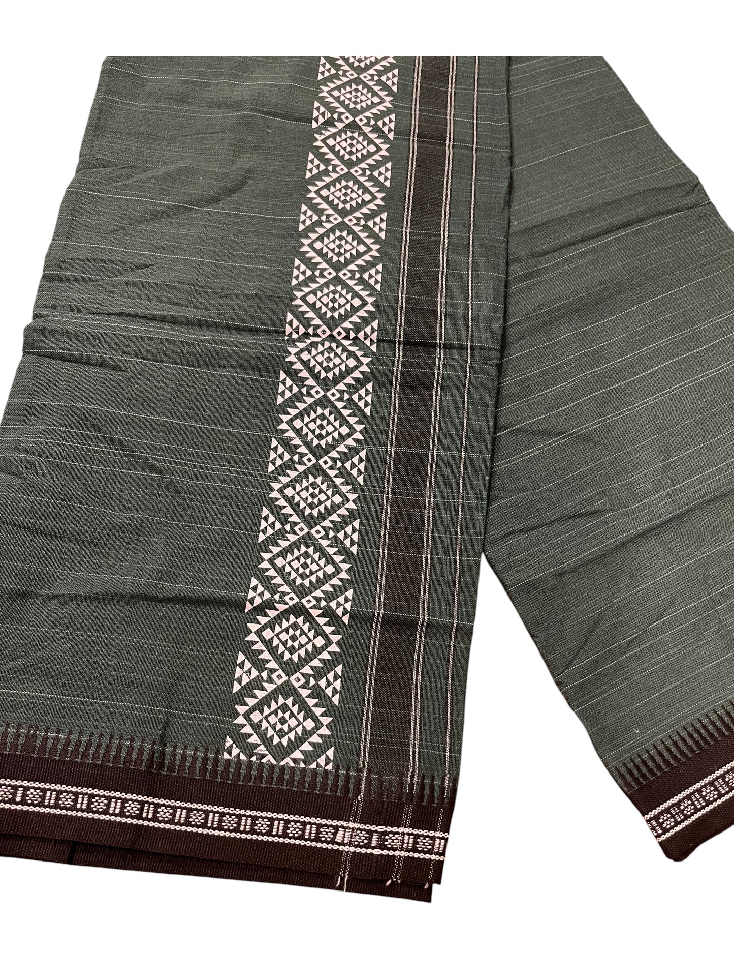 Southloom Green Printed Single Mundu / Otta Mundu / Lungi (South Indian Kerala Dhoti)