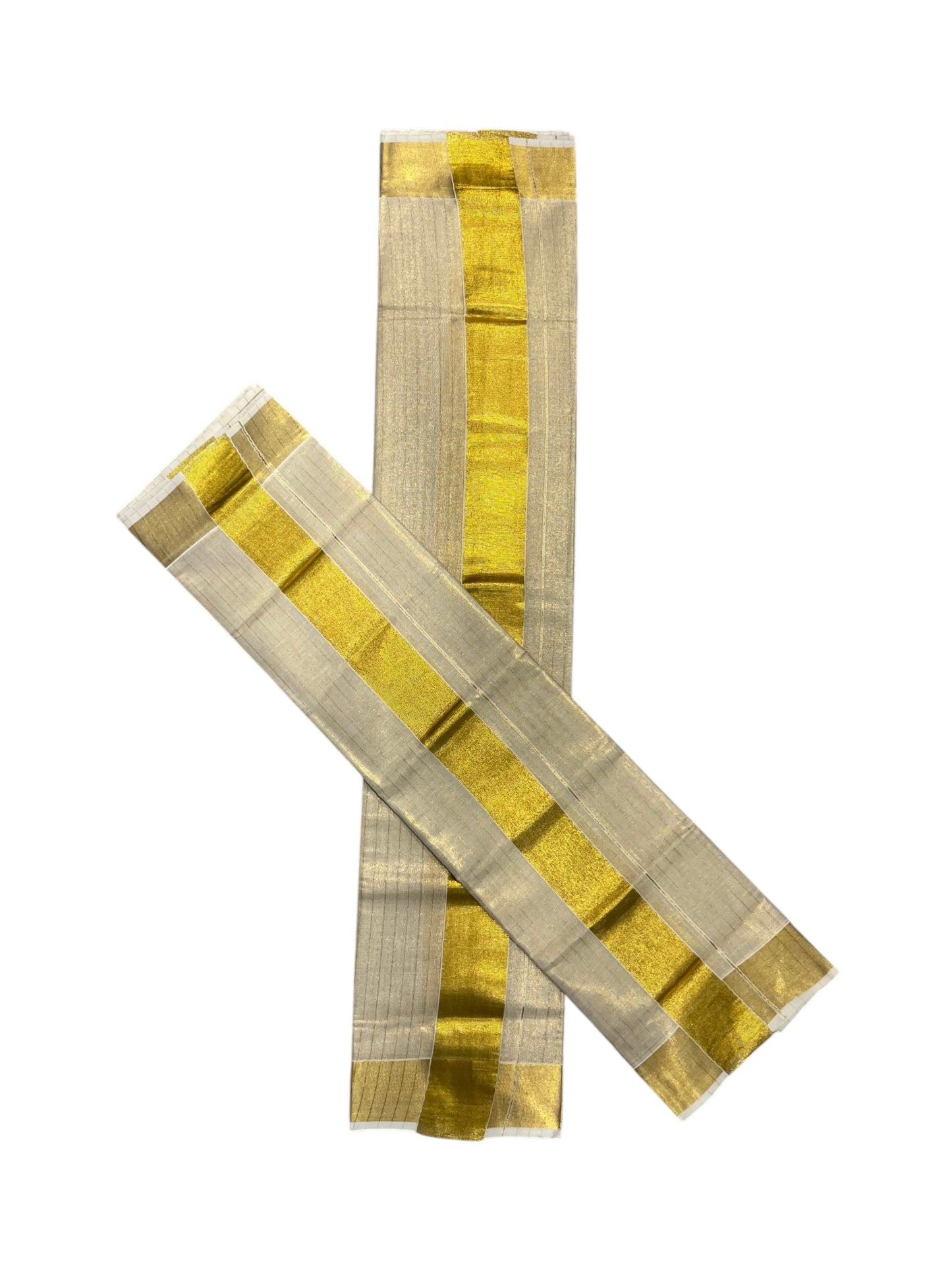 Southloom Kerala Tissue Single Set Mundu (Mundum Neriyathum) with  Kasavu Lines Across Body SL338