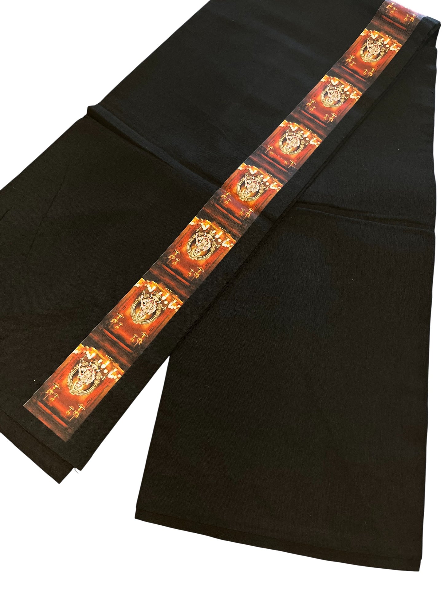 Southloom Black Printed Ayyapan Single Mundu / Otta Mundu  (South Indian Kerala Dhoti)