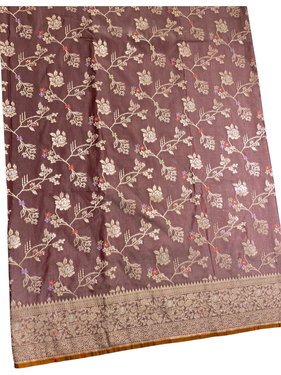 Southloom Pure Banarasi Silk Saree with Woven Work on Body and Borders ( Brown)