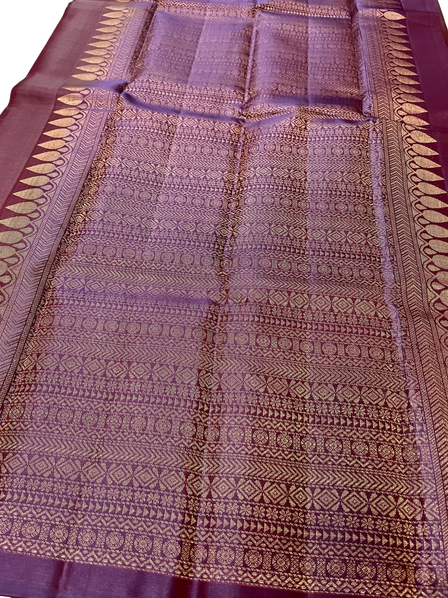 Southloom Pure Handloom Kanchipuram Silk Saree with Butta Work (Brown & Violet)