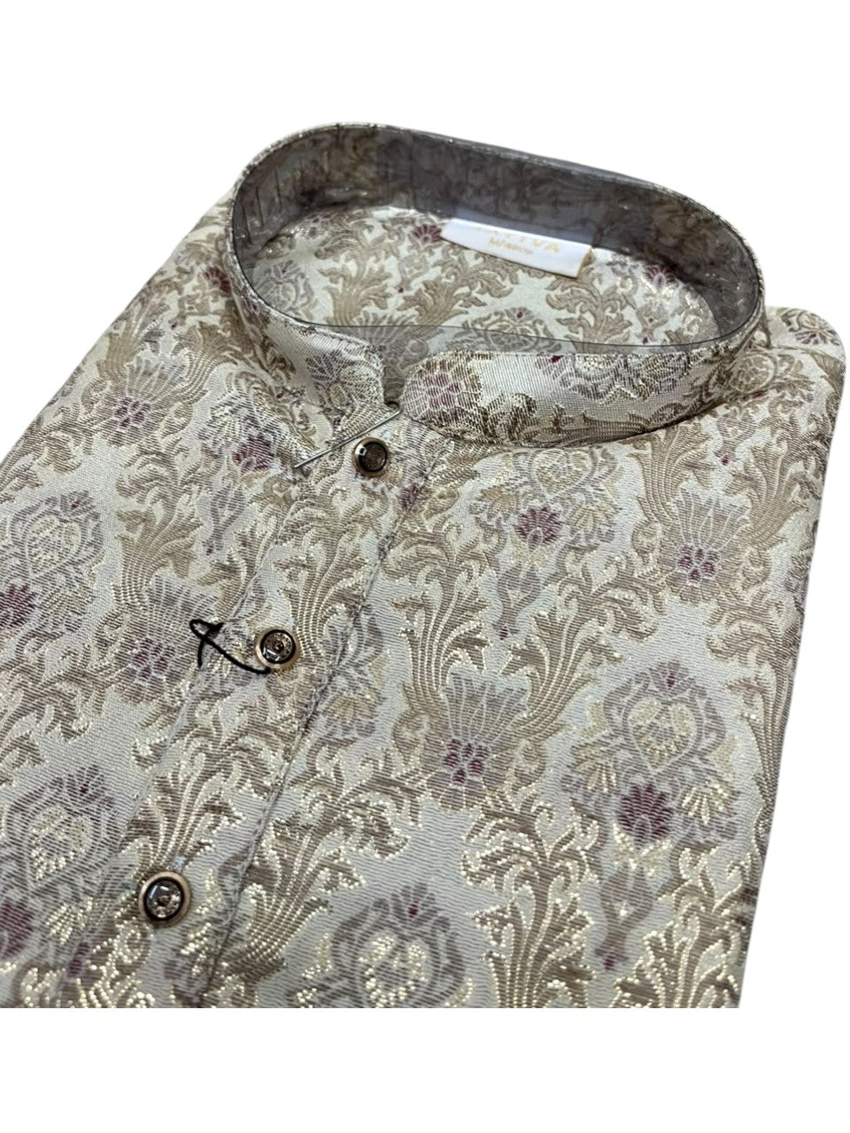 Southloom Beige Woven Semi Silk Short Kurta for Men SL590