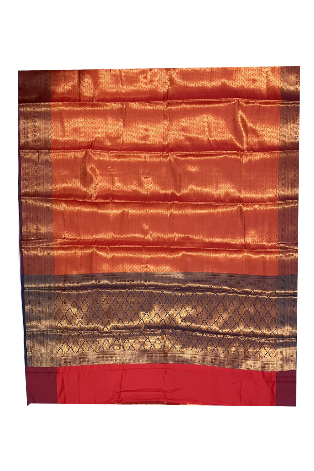 Southloom Premium Semi Silk Zari Work Brocade Saree in Bridal Red with Matching Pallu (Kanchipuram Pattu Saree)