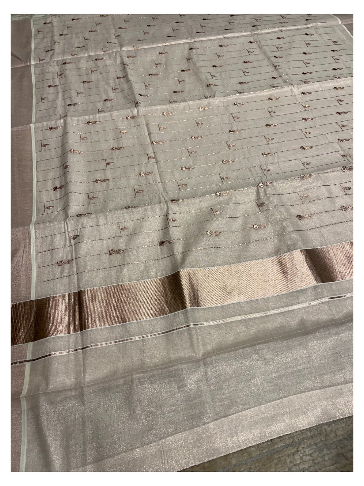 Southloom Antique Gold Tissue Saree with Embroidery Work