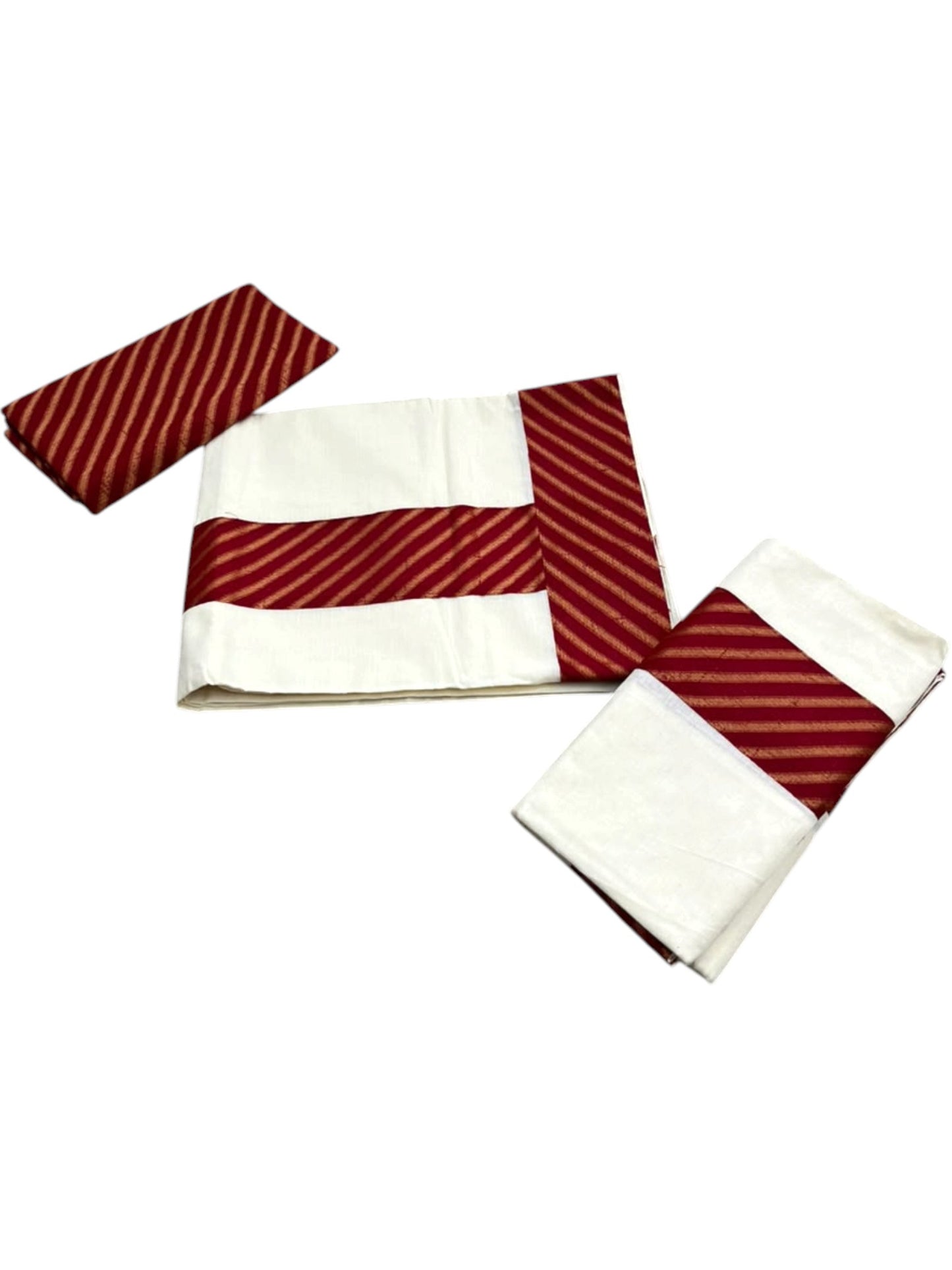 Southloom Pure Cotton Single Set Mundu (Mundum Neriyathum) With Red Border