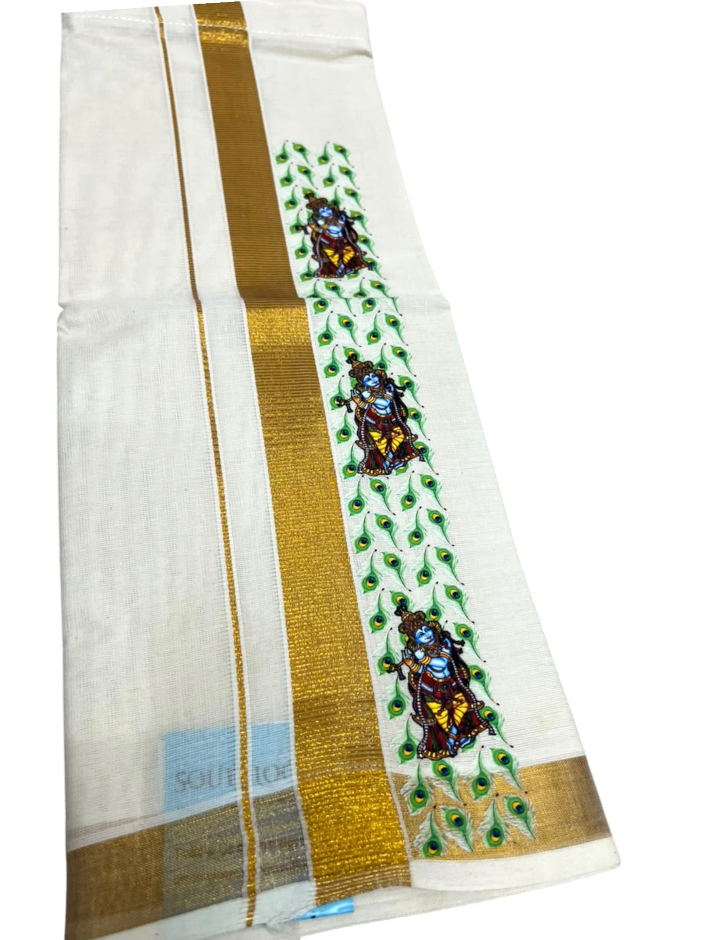 Southloom Cotton Kasavu Printed Kids's Velcro Mundu SLK