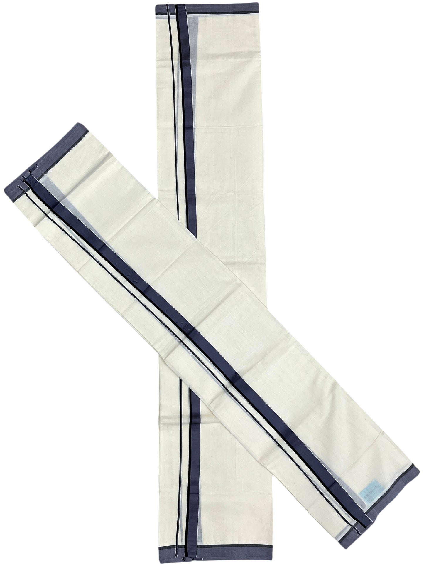 Southloom Pure Cotton Kerala Single Set Mundu (Mundum Neriyathum) Gray Border 2.80 Mtr SL345