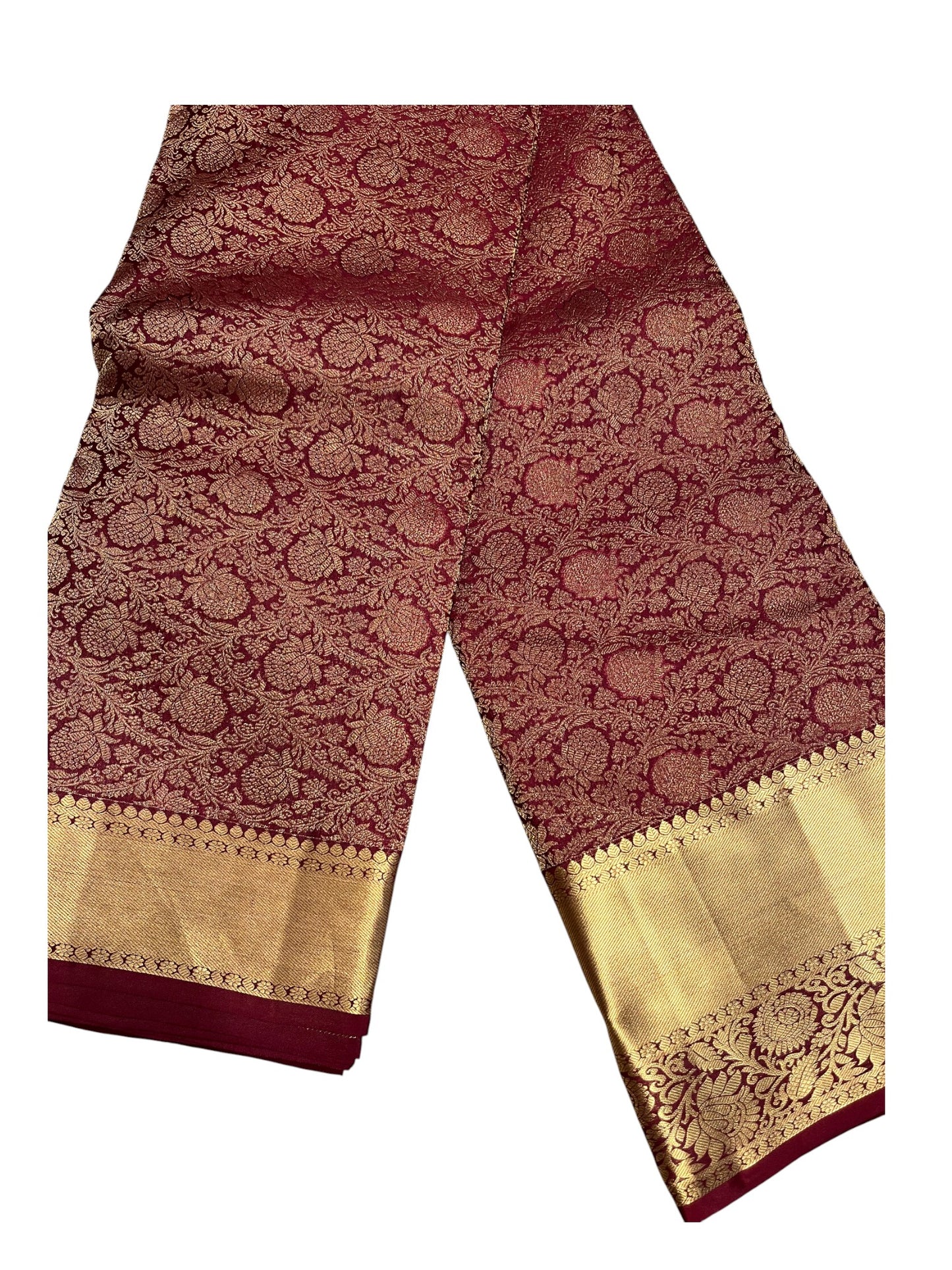 Southloom Pure Handloom Bridal Kanchipuram Silk Saree with Korvai Work (Maroon)