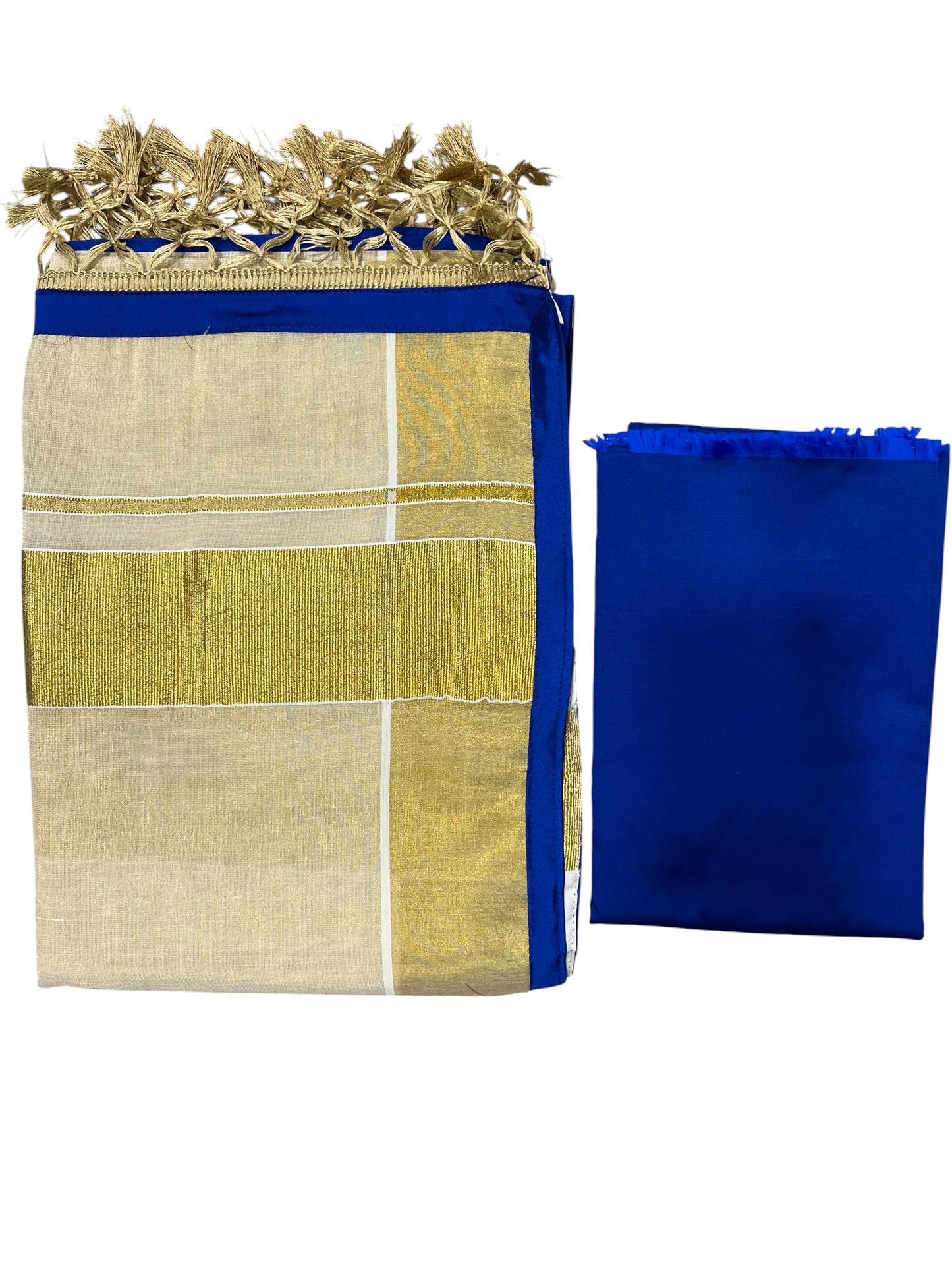 Southloom Semi Stitched Tissue Dhavani Set with Pavada and Blue Blouse Piece