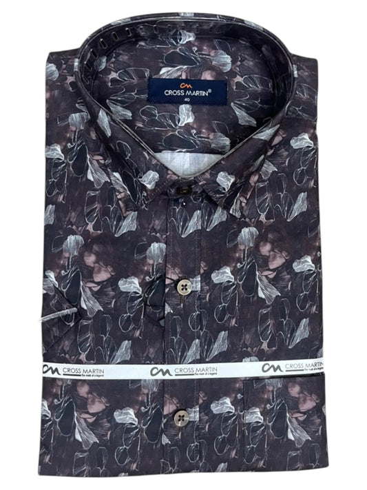 Southloom Pure Cotton Brown printed Shirt SLSHIRT 40HS