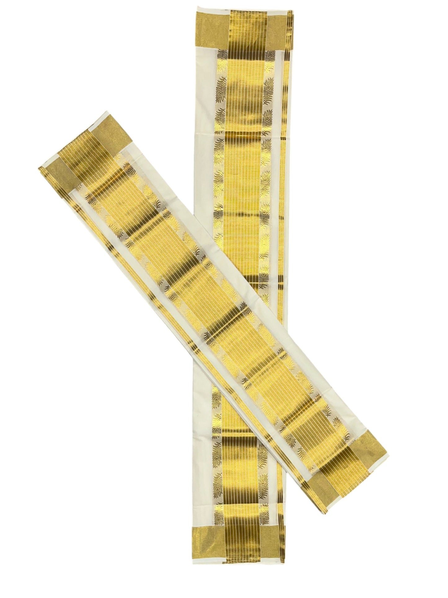 Southloom Premium Handloom Set Mundu with Kasavu and Golden Border (2.80 Mtr)