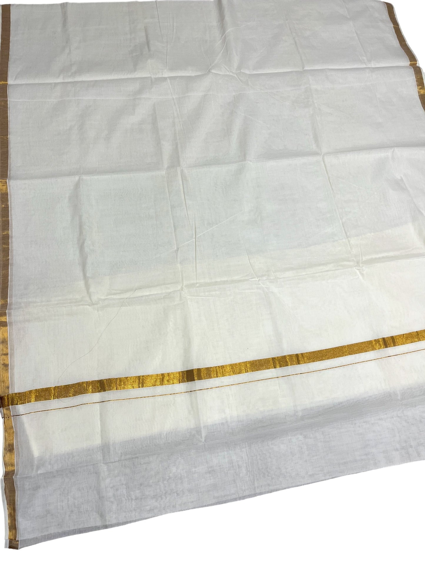 Southloom Pure Cotton Kerala Saree with 1 inch Gold Kasavu Border
