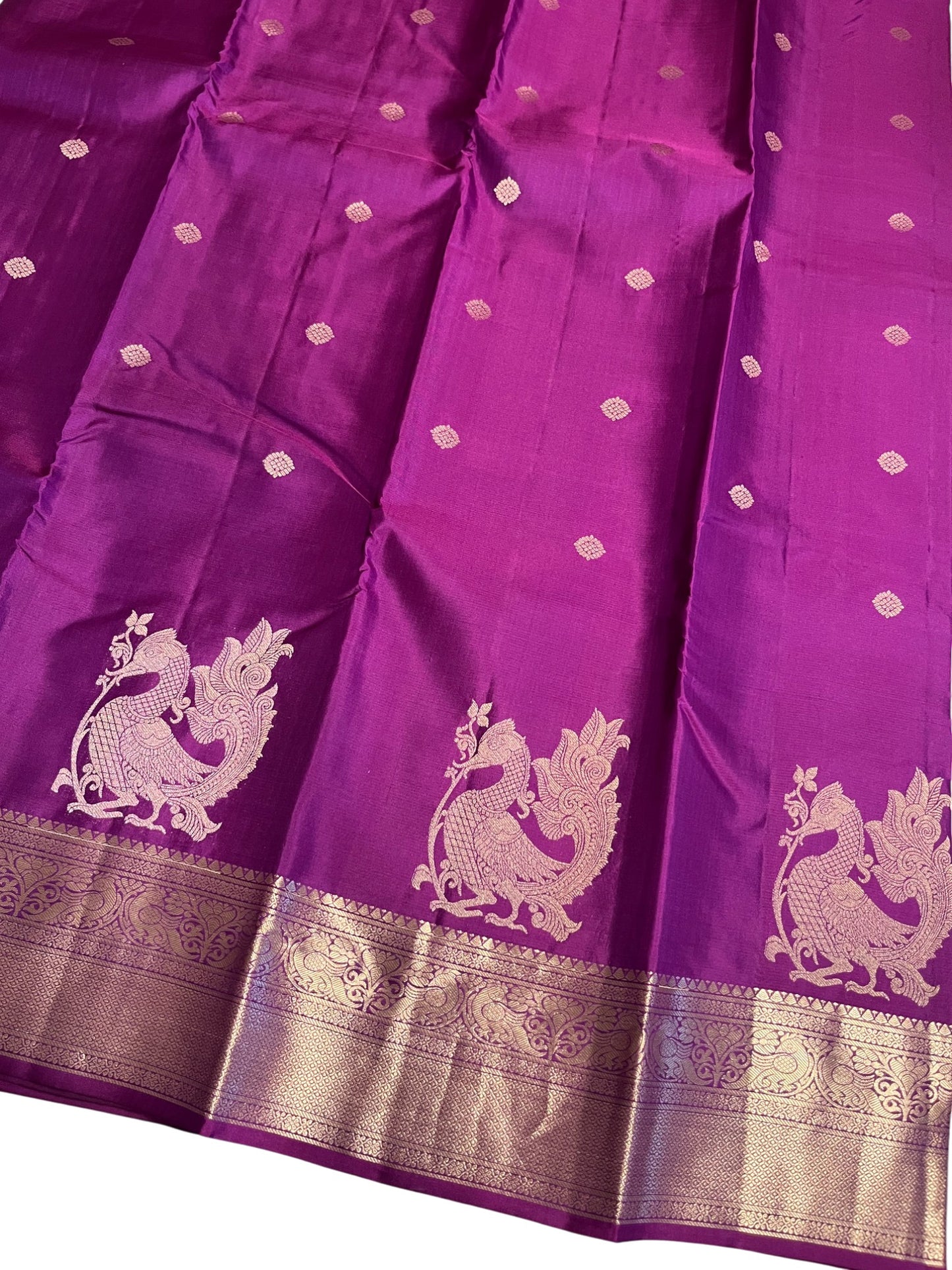 Southloom Pure Handloom Bridal Kanchipuram Silk Saree with Korvai Work (Violet)