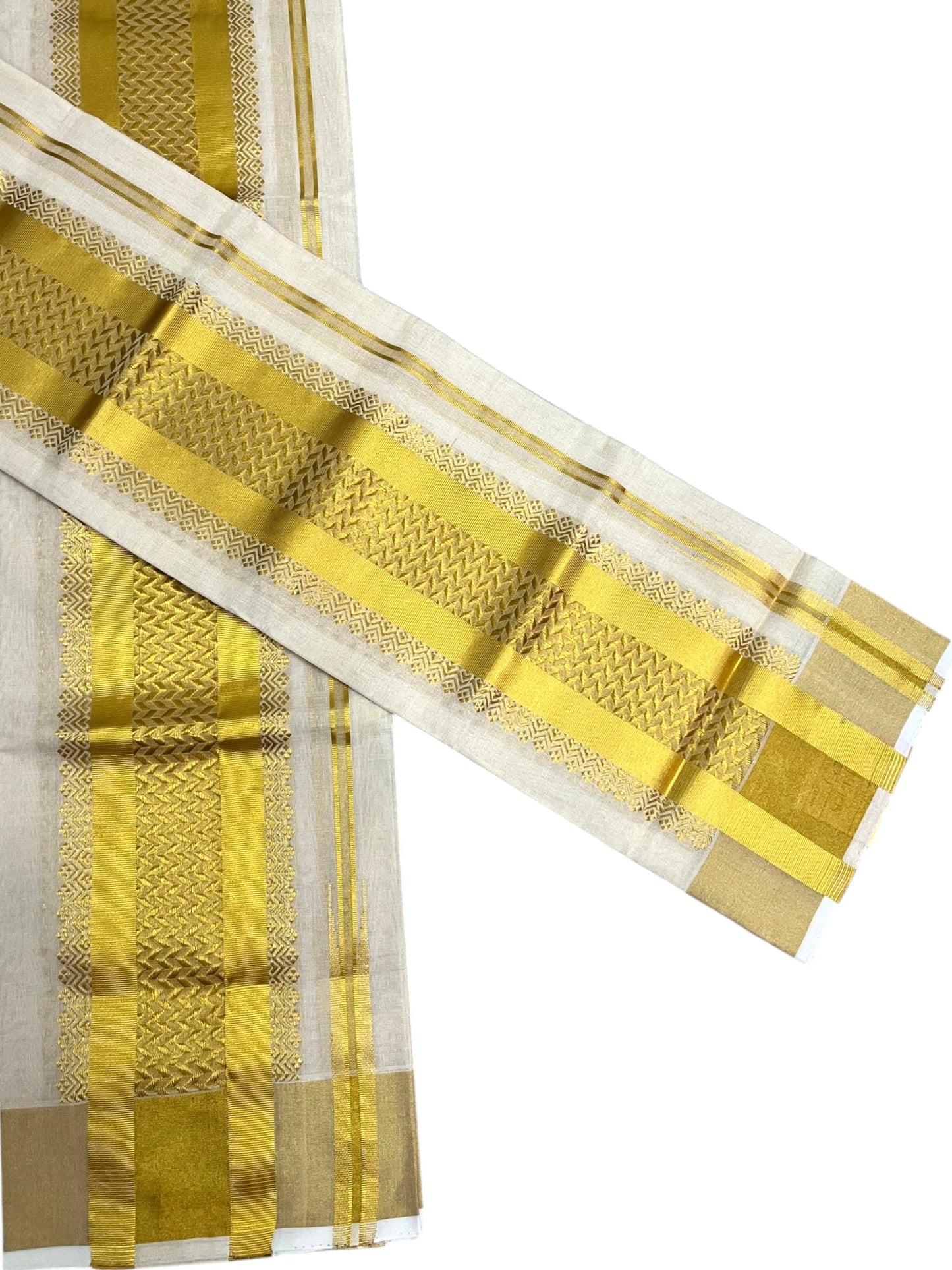 Southloom Premium Tissue Handloom Set Mundu with Chuttikara Kasavu Border (2.80 Mtr) SL632