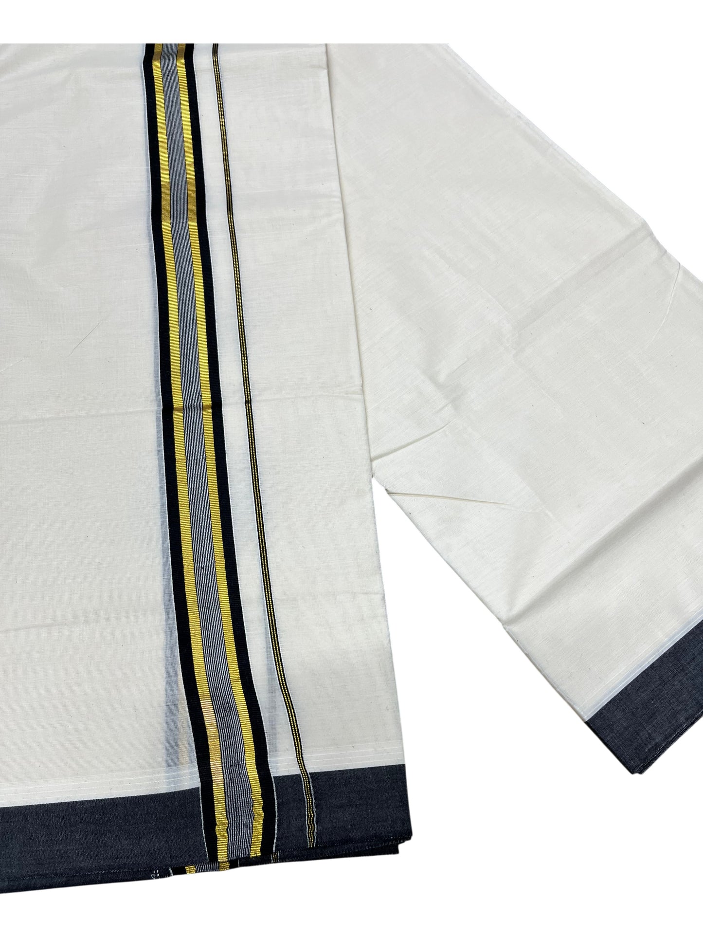 Southloom Pure Cotton Mundu with Black Border (South Indian Kerala Dhoti)