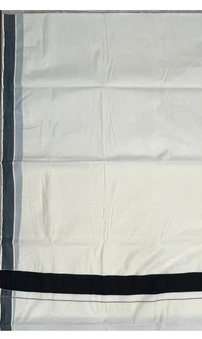 Southloom Kerala Pure Cotton Plain Kasavu Saree with Black Border 3 inch