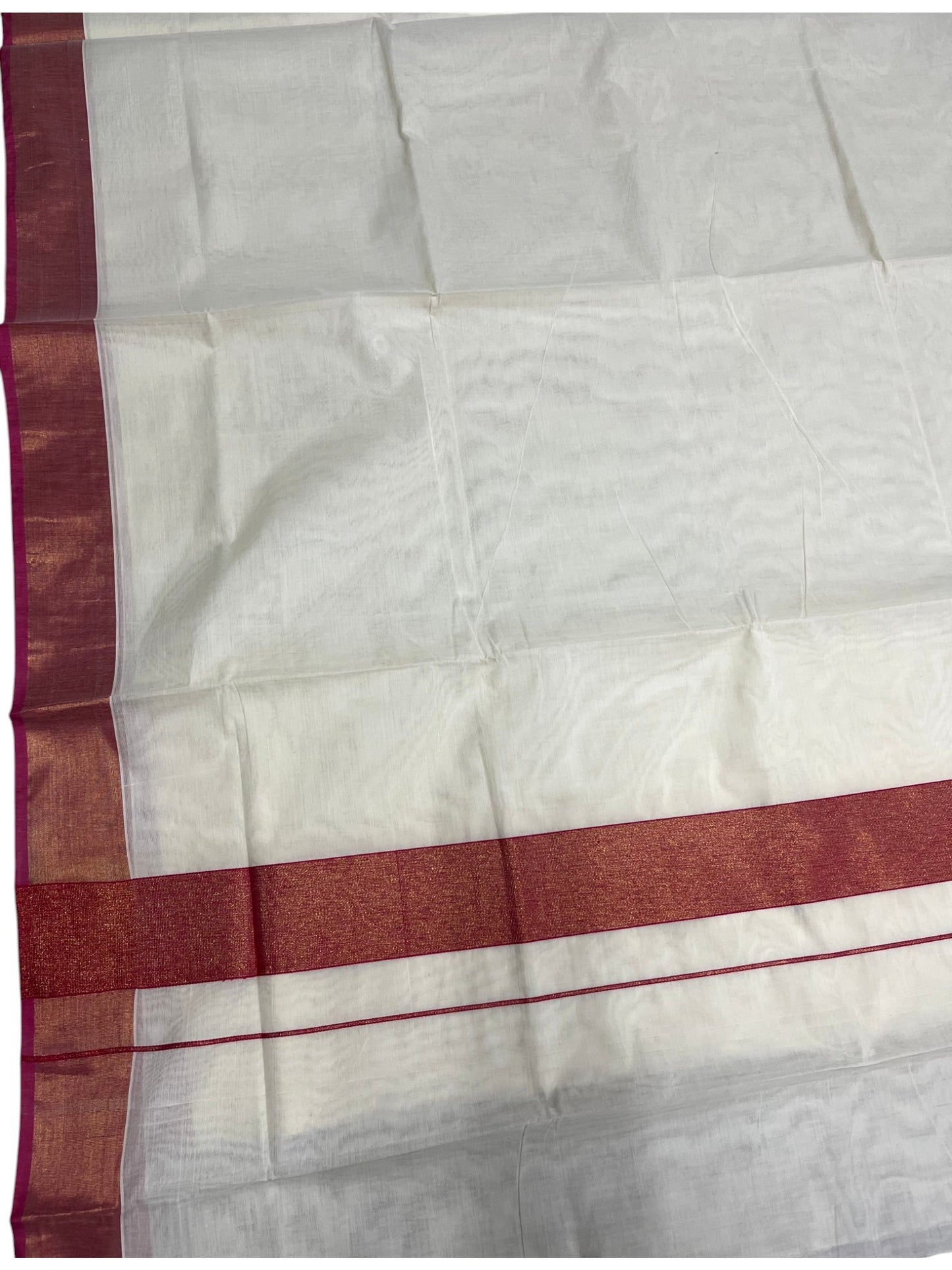 Southloom Cotton Kerala Saree with Pink Border
