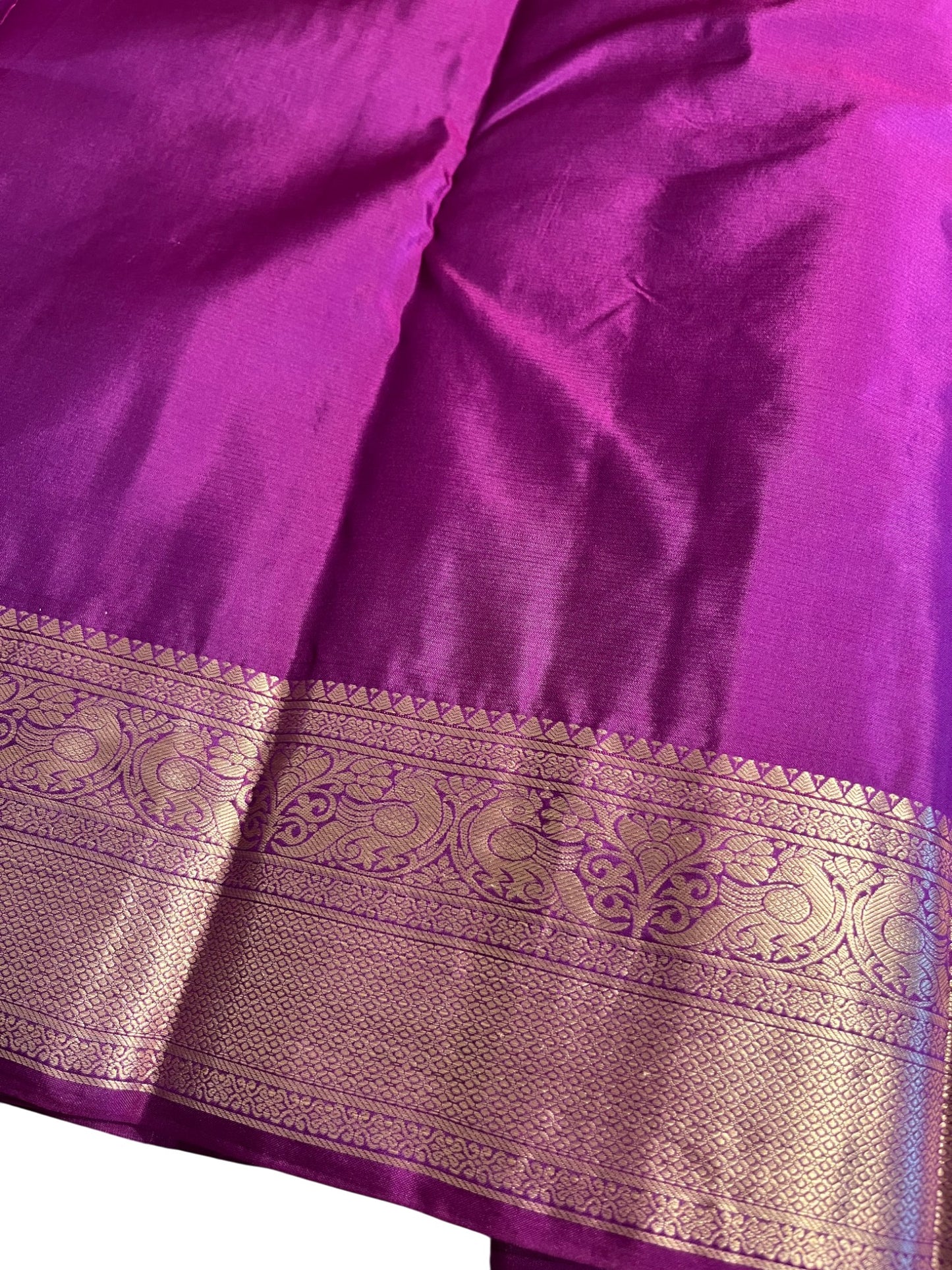 Southloom Pure Handloom Bridal Kanchipuram Silk Saree with Korvai Work (Violet)