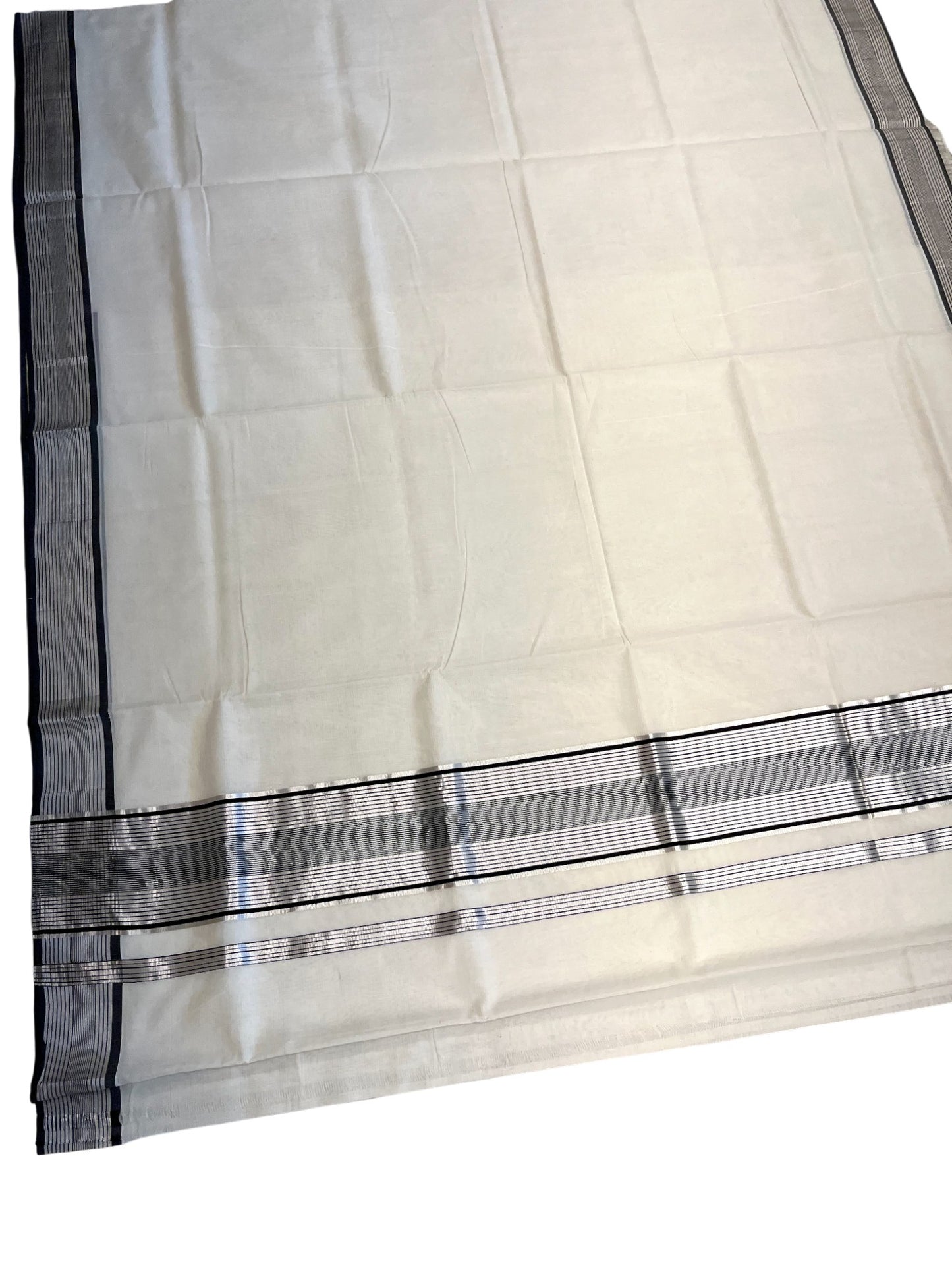 Southloom Super Premium Balaramapuram Unakkupaavu Handloom Cotton Saree with Silver and Black Border