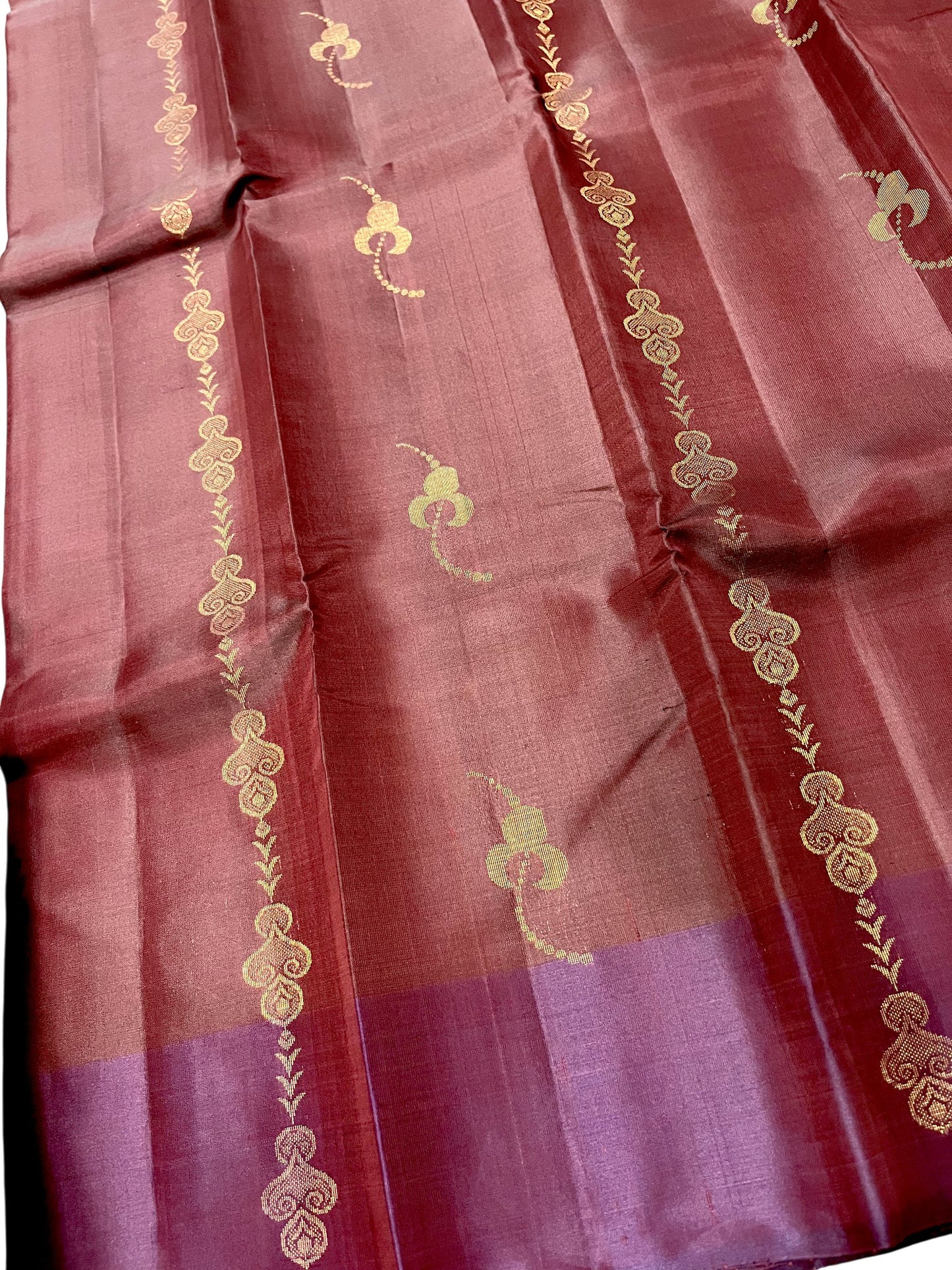 Southloom Pure Handloom Kanchipuram Silk Saree with Butta Work (Brown & Violet)