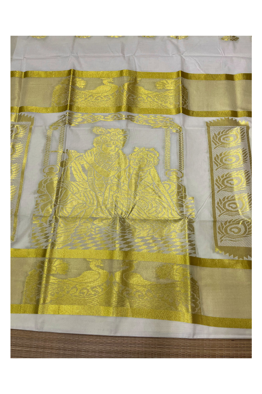 Kerala Cotton Heavy Woven Work Kasavu Saree