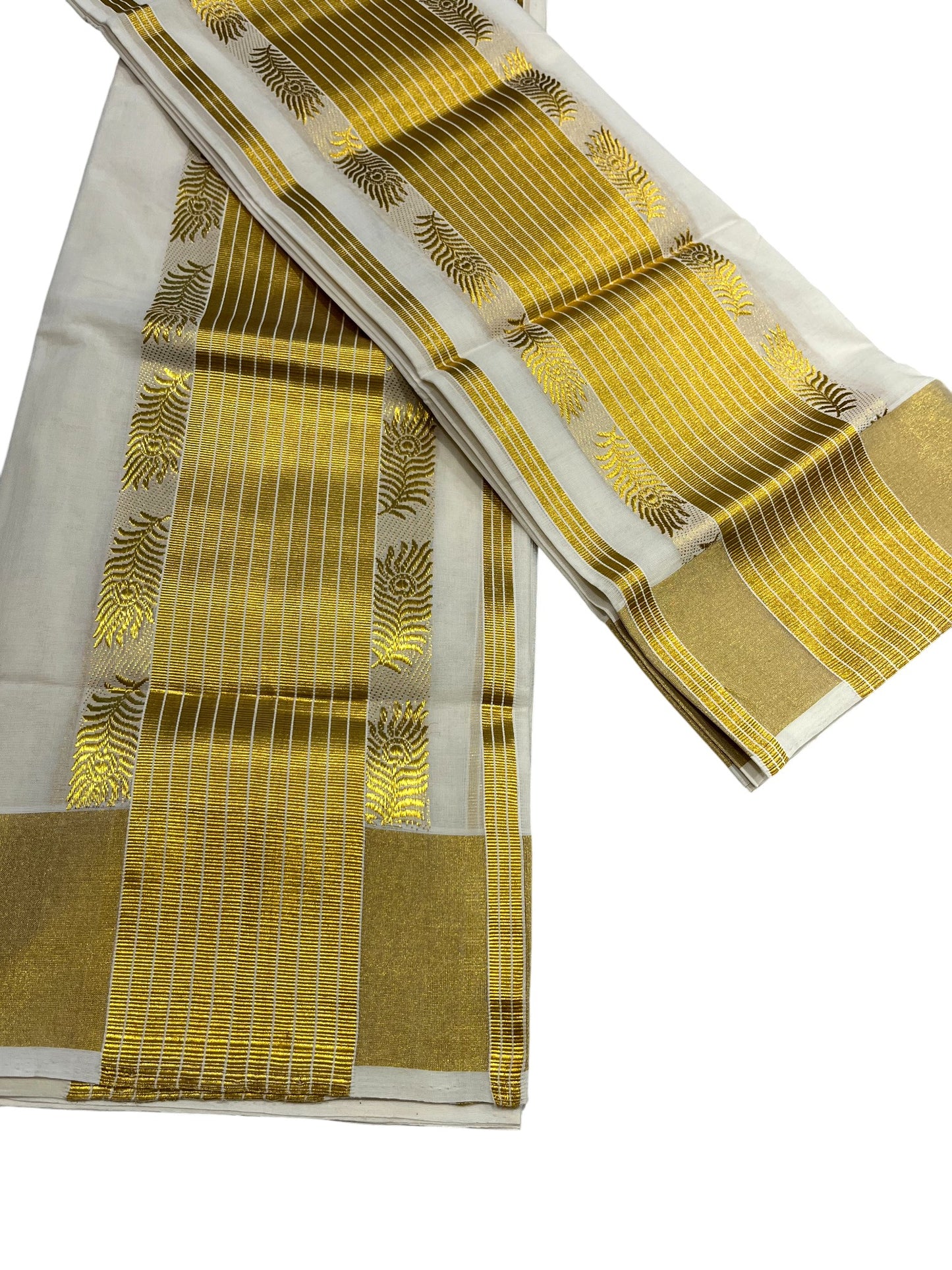 Southloom Premium Handloom Set Mundu with Kasavu and Golden Border (2.80 Mtr)