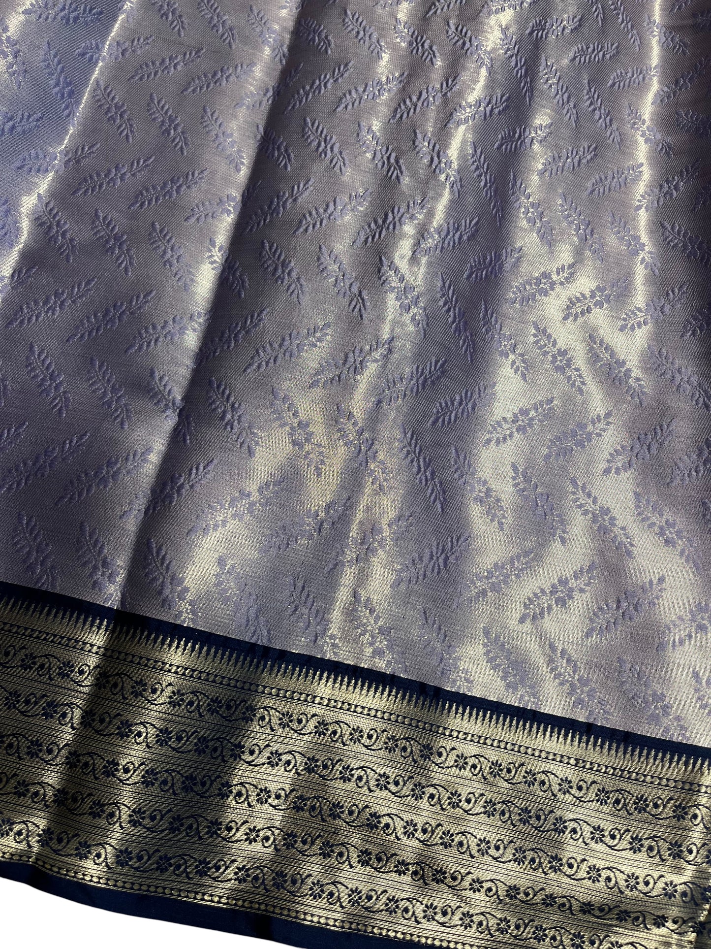 Southloom Tissue Silk Saree with Woven Work on Body and Borders (Blue & Lavendar)