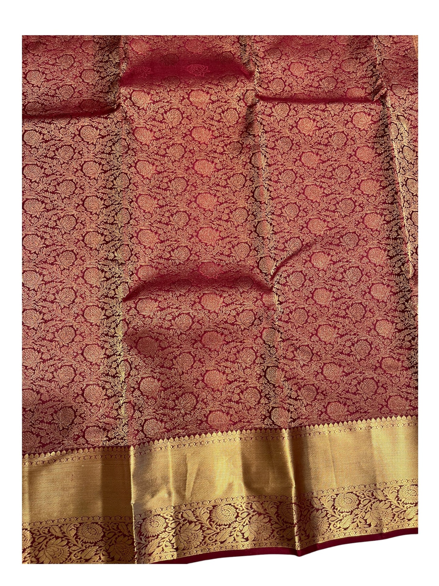 Southloom Pure Handloom Bridal Kanchipuram Silk Saree with Korvai Work (Maroon)