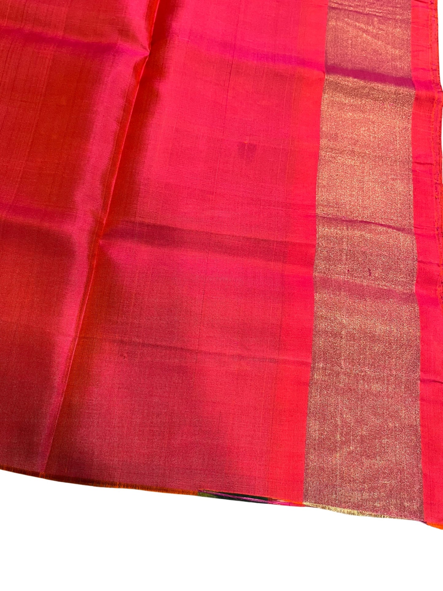 Southloom Pure Handloom Bridal Kanchipuram Silk Saree with Pochampally Work (Green & Magenta)