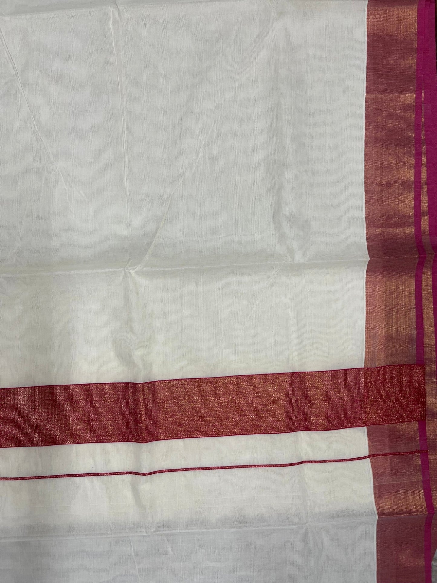 Southloom Cotton Kerala Saree with Pink Border