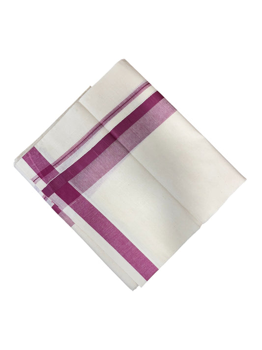 Southloom Pure Cotton Double Mundu With Purple Border (South Indian Kerala Dhoti)
