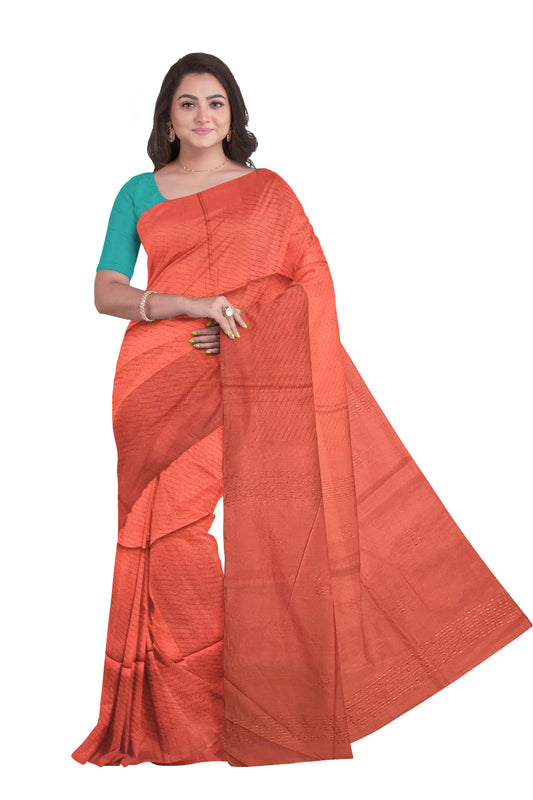 Southloom Cotton Peach Designer Saree with Woven Designs on Body